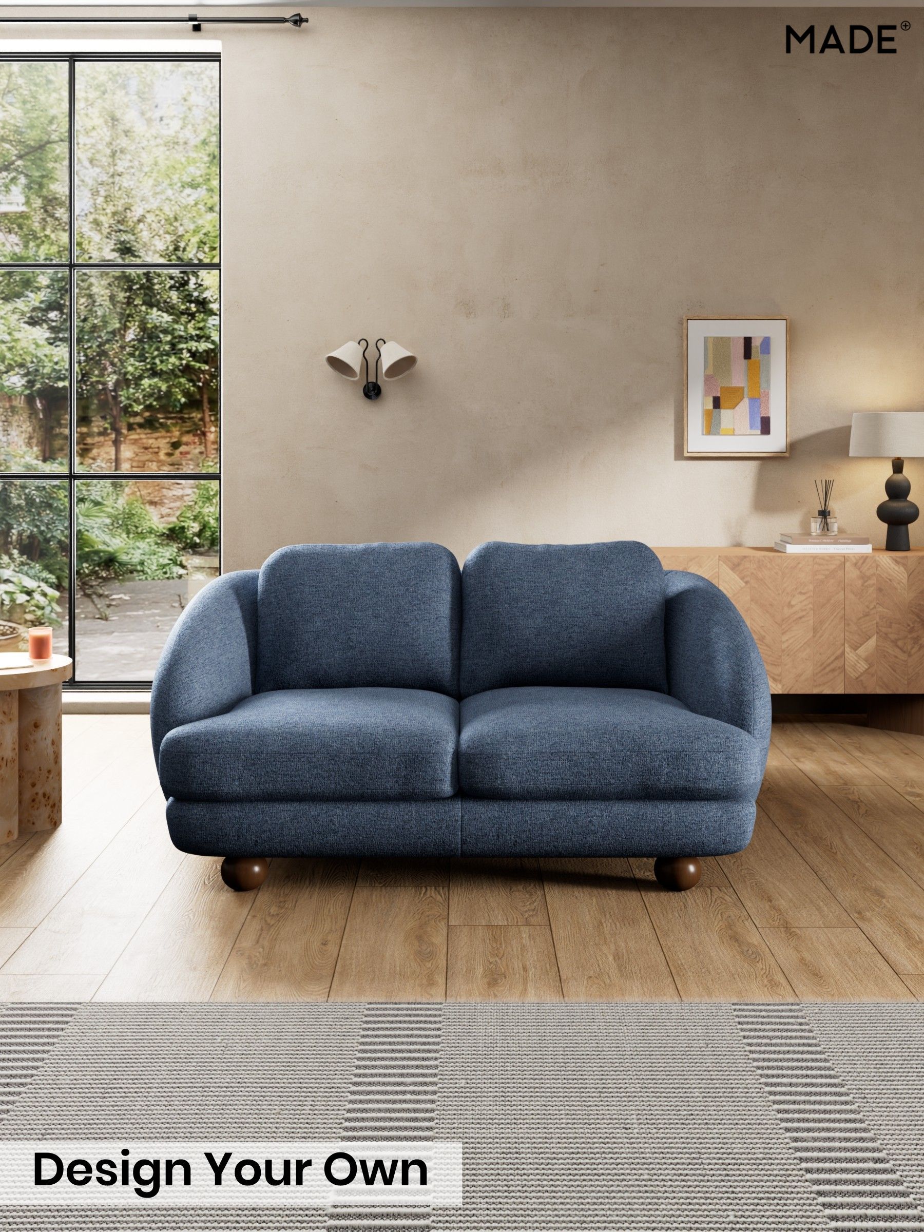Boucle Textured Weave/Slate Blue - Madris By Made