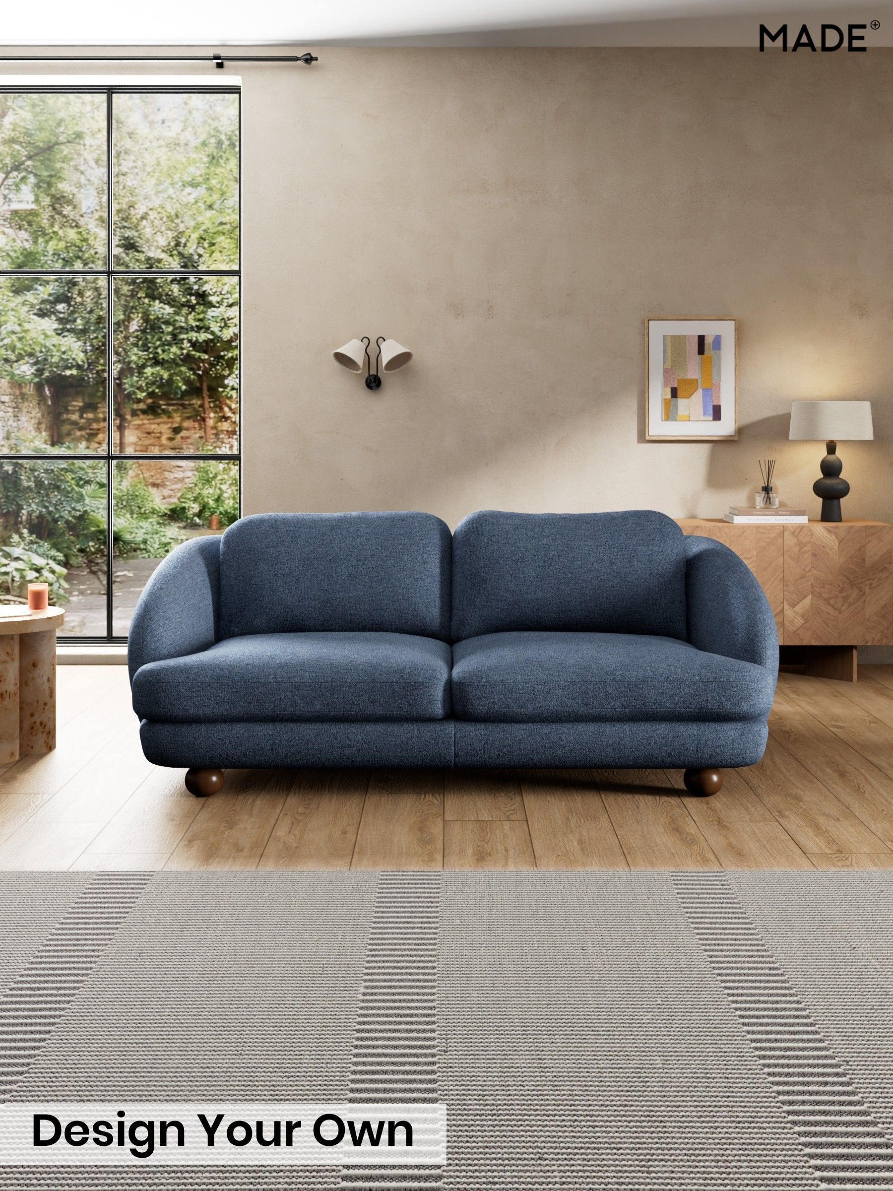 Boucle Textured Weave/Slate Blue - Madris By Made