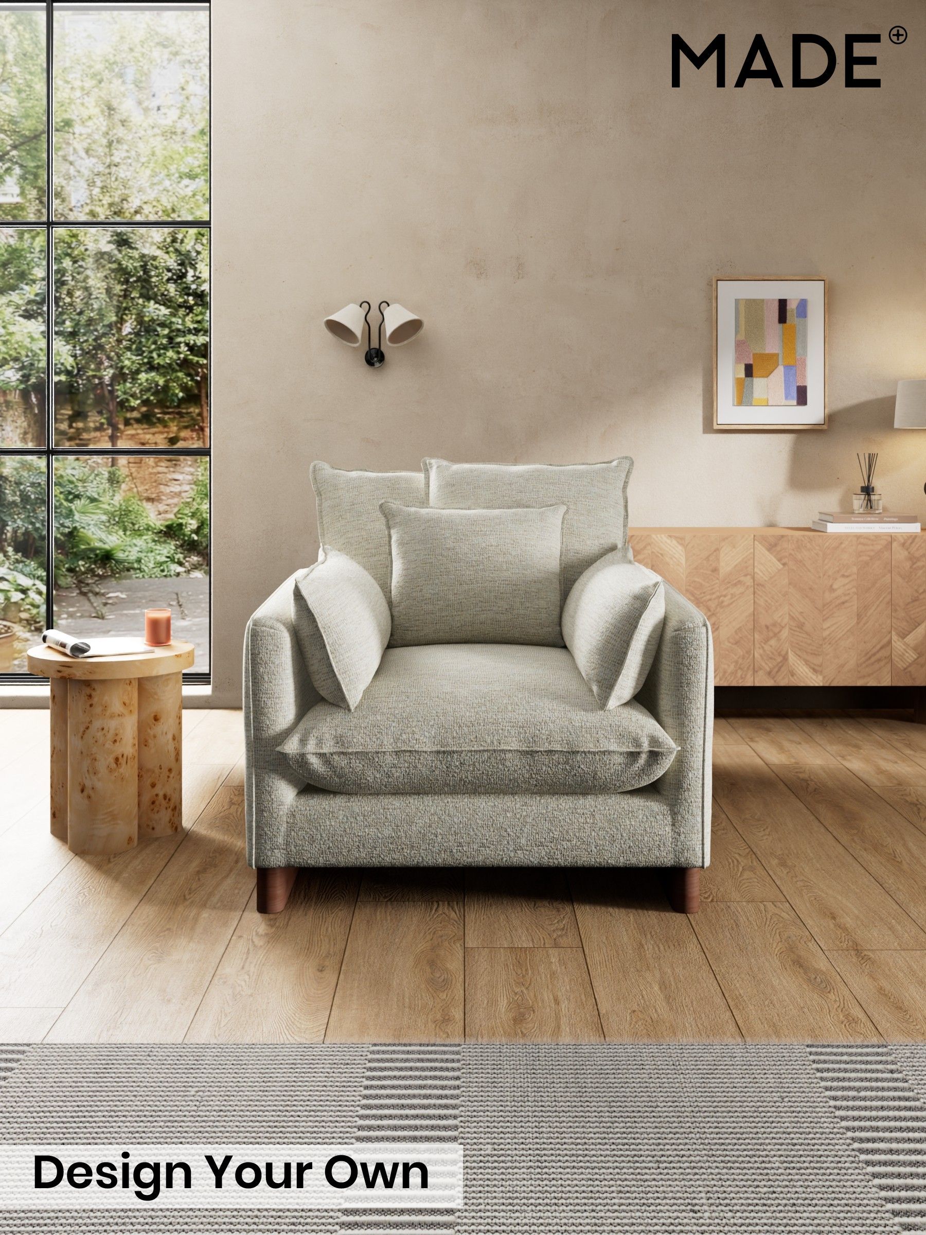 Boucle Textured Weave/Light Natural - Whitby Scatter Back By Made