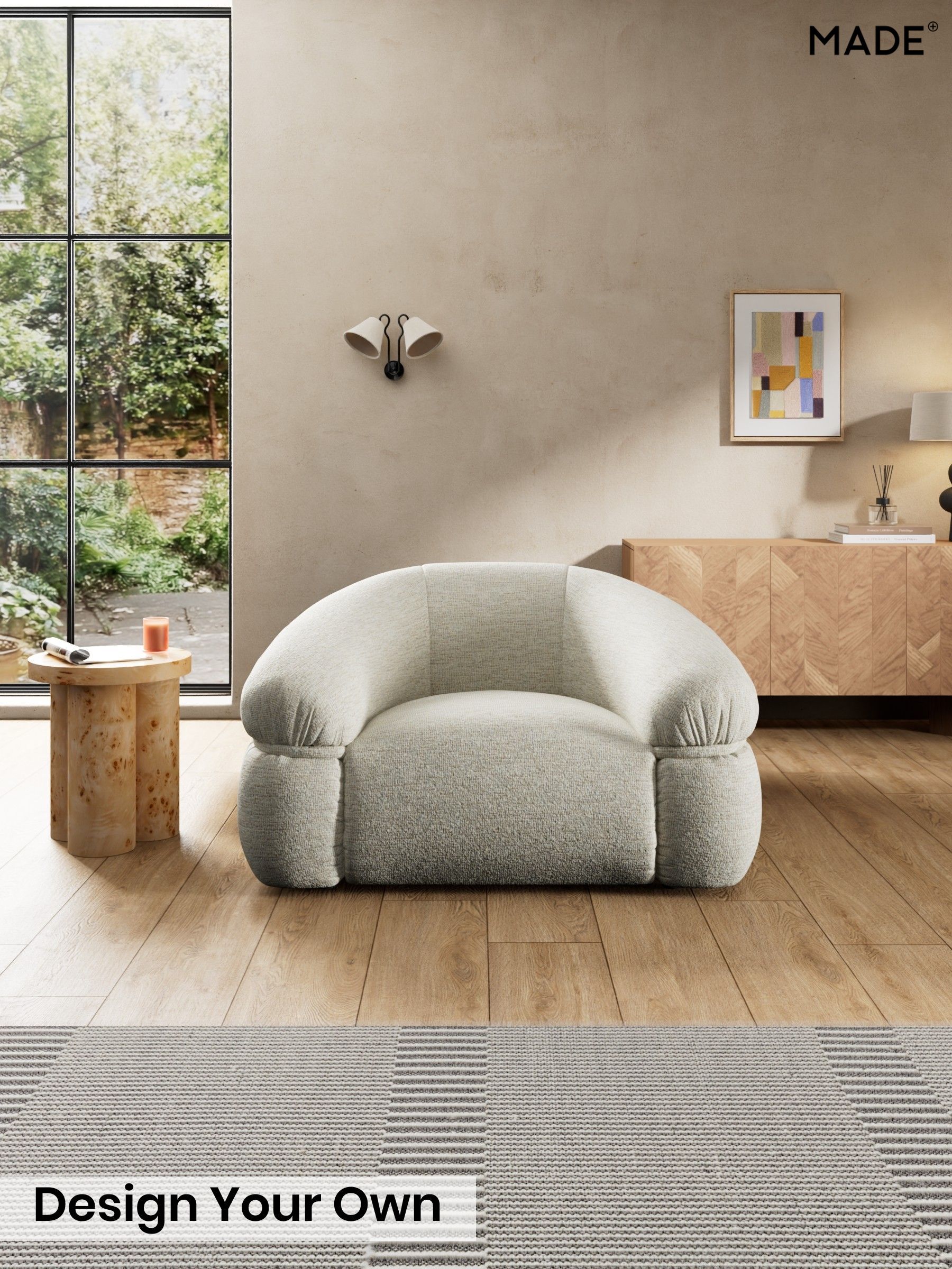 Boucle Textured Weave/Light Natural - Soma By Made