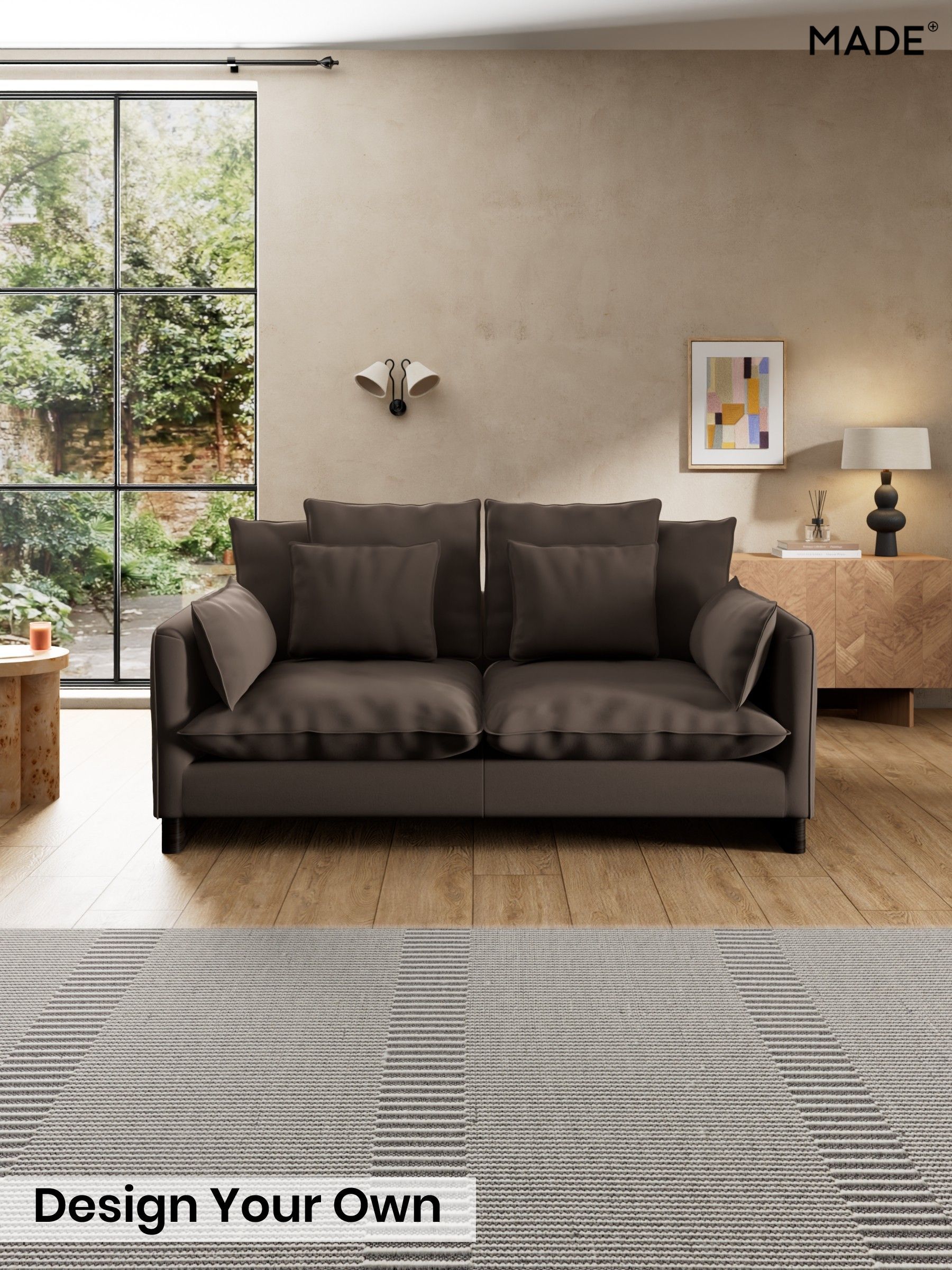 Matt Velvet Easy Clean/Soft Brown - Whitby Scatter Back By Made