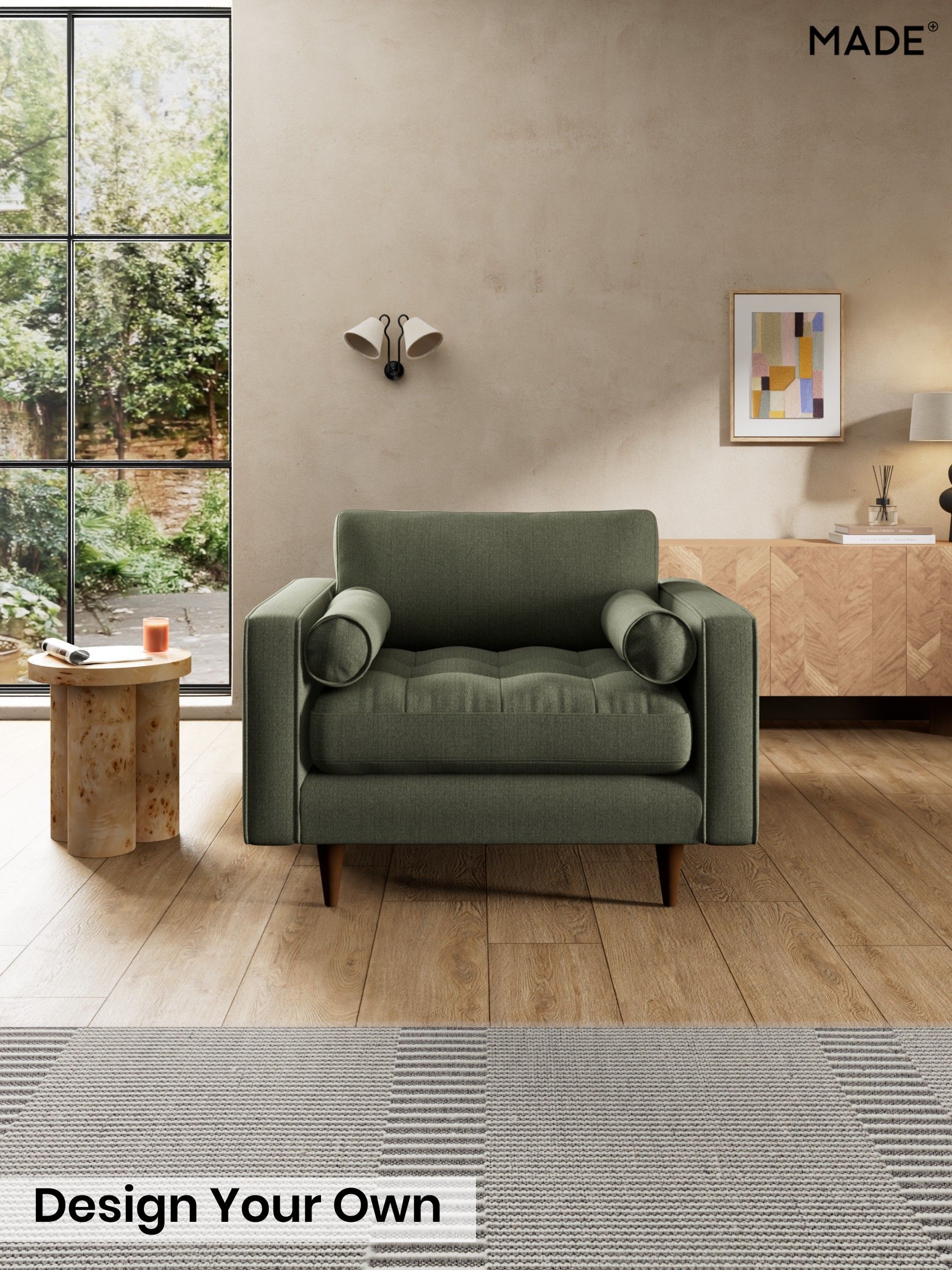 Textured Slub Weave/Soft Olive Green - Scott By Made