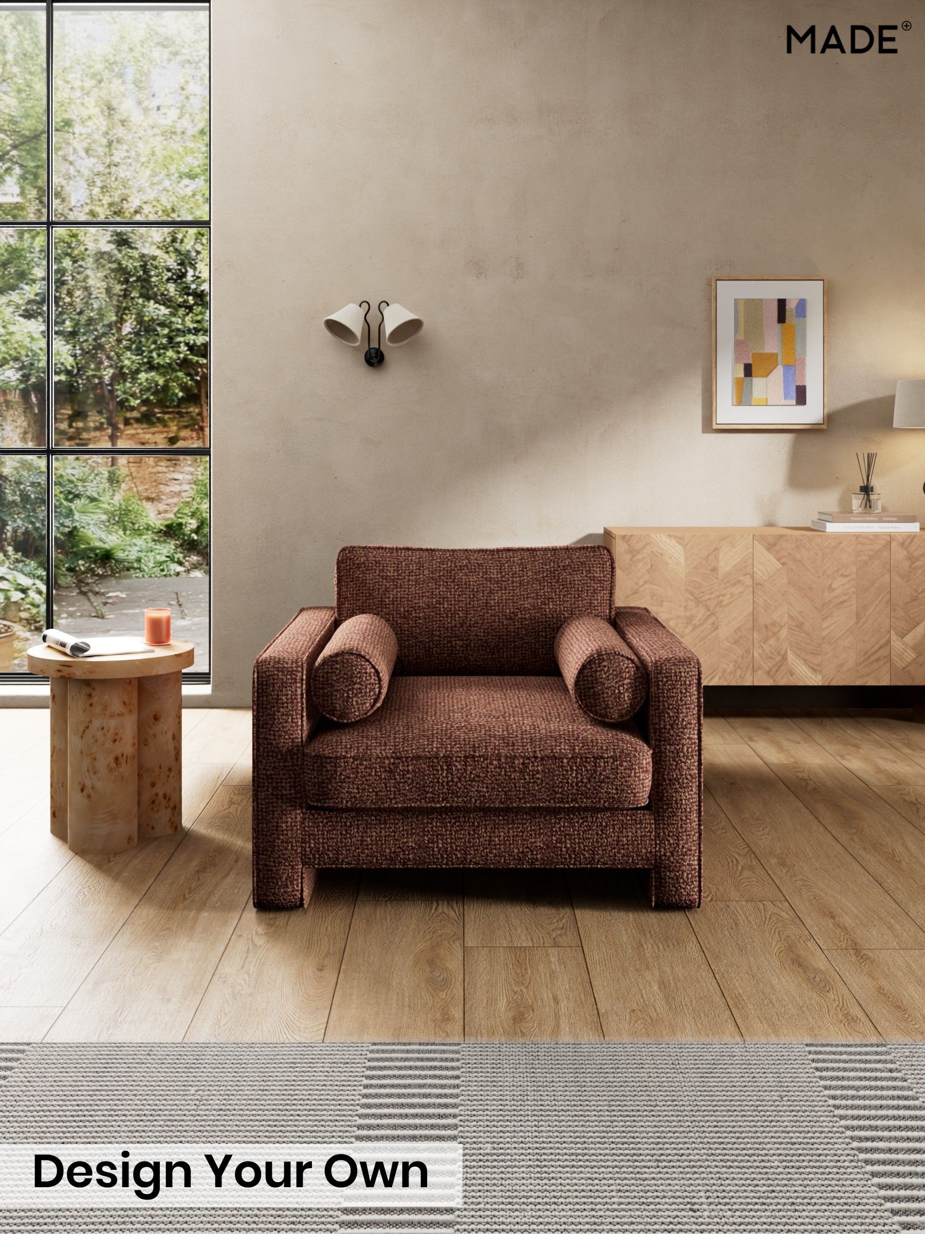 Tonal Boucle/Maroon Red and Light Caramel - Holloway By Made
