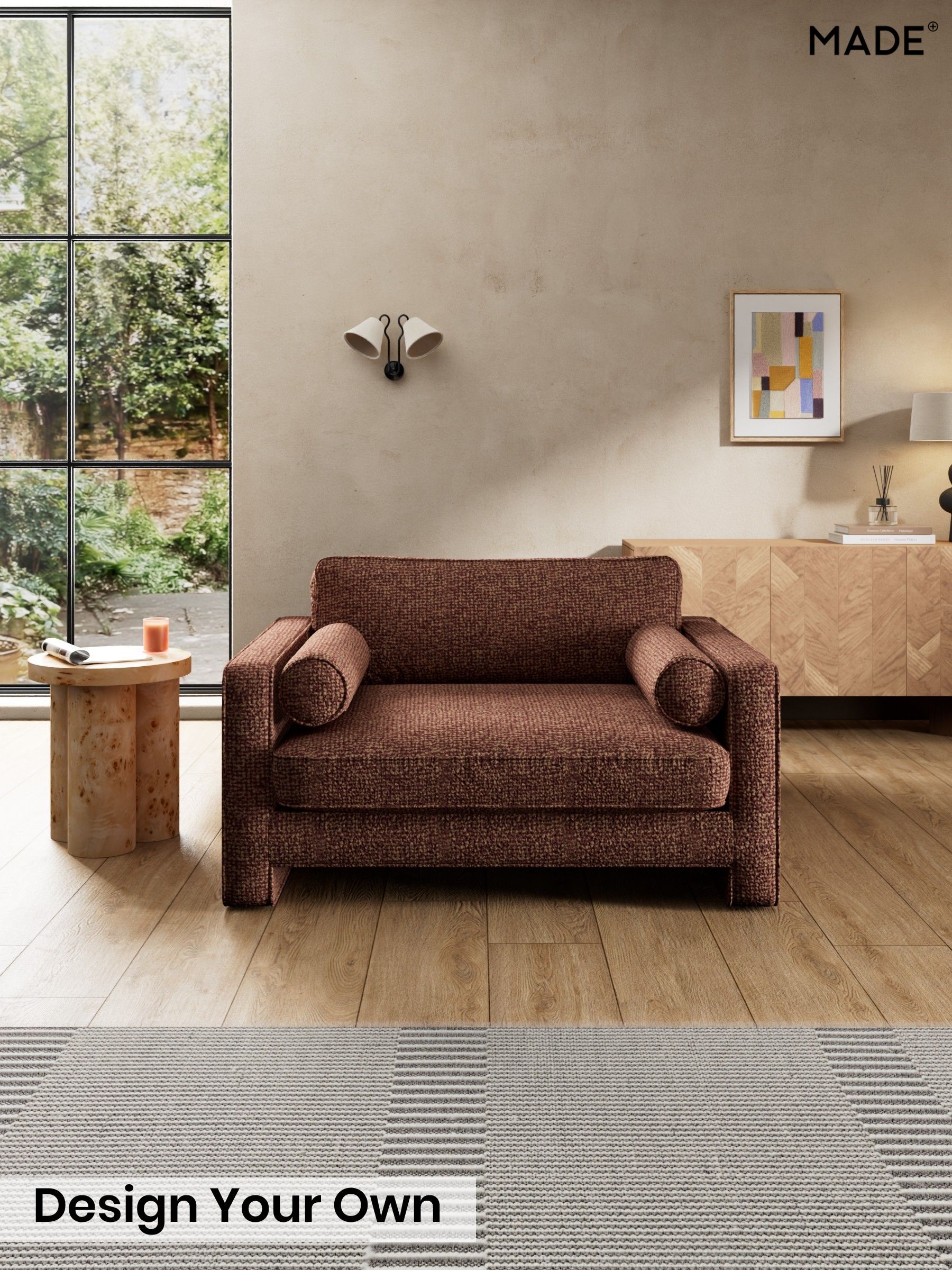 Tonal Boucle/Maroon Red and Light Caramel - Holloway By Made