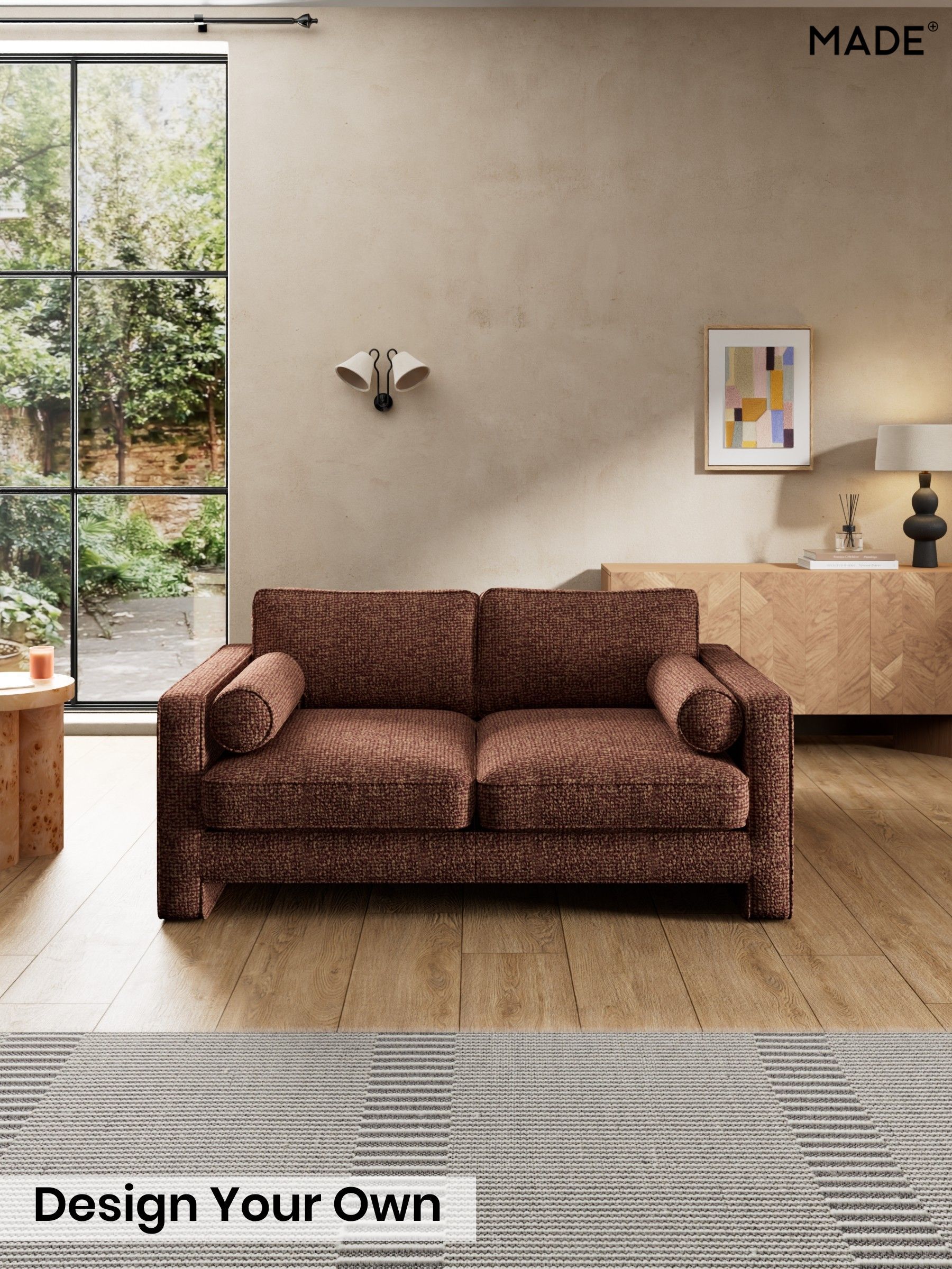 Tonal Boucle/Maroon Red and Light Caramel - Holloway By Made