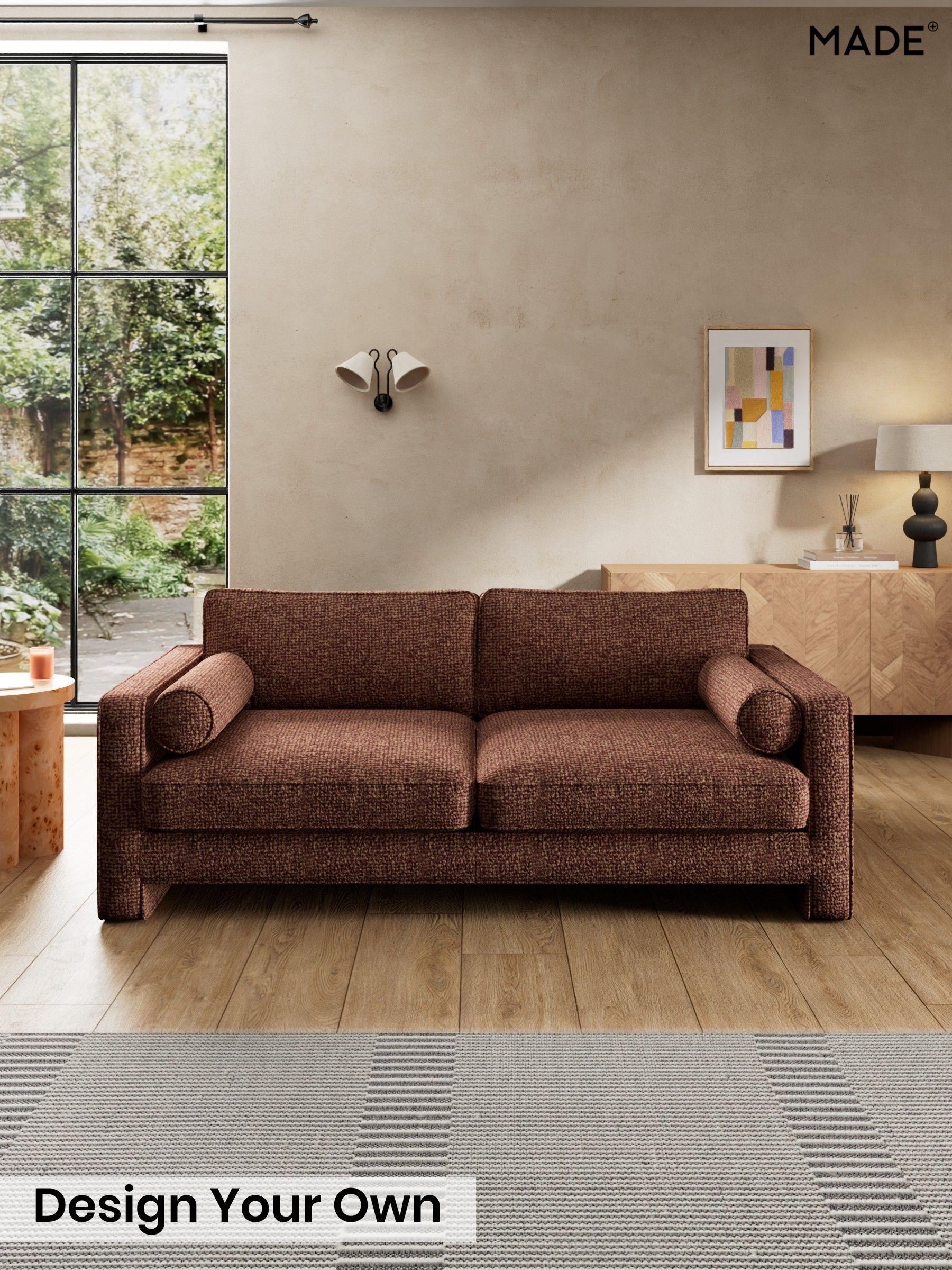 Tonal Boucle/Maroon Red and Light Caramel - Holloway By Made