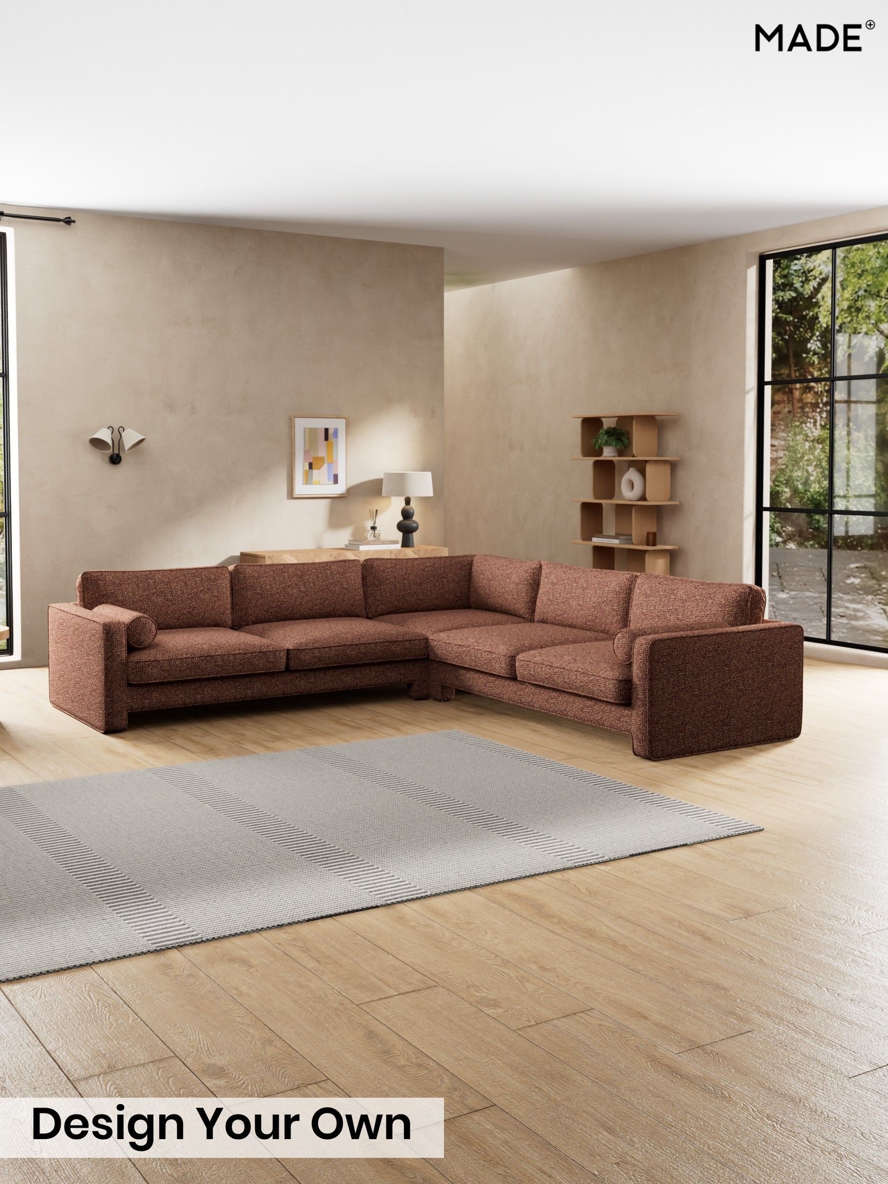 Tonal Boucle/Maroon Red and Light Caramel - Holloway By Made
