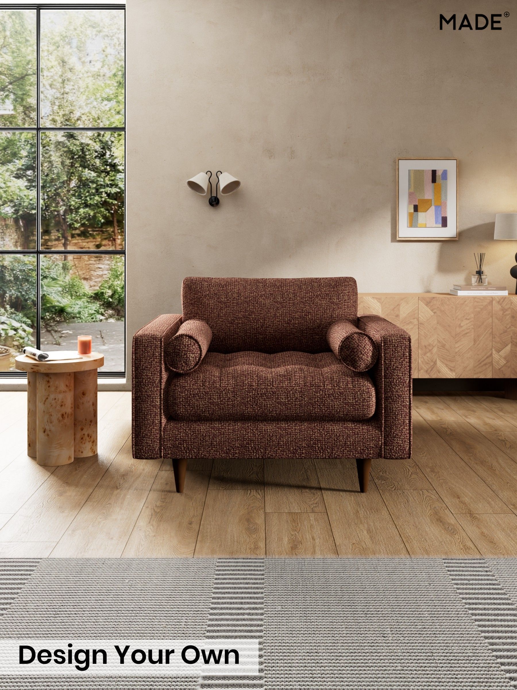 Tonal Boucle/Maroon Red and Light Caramel - Scott By Made