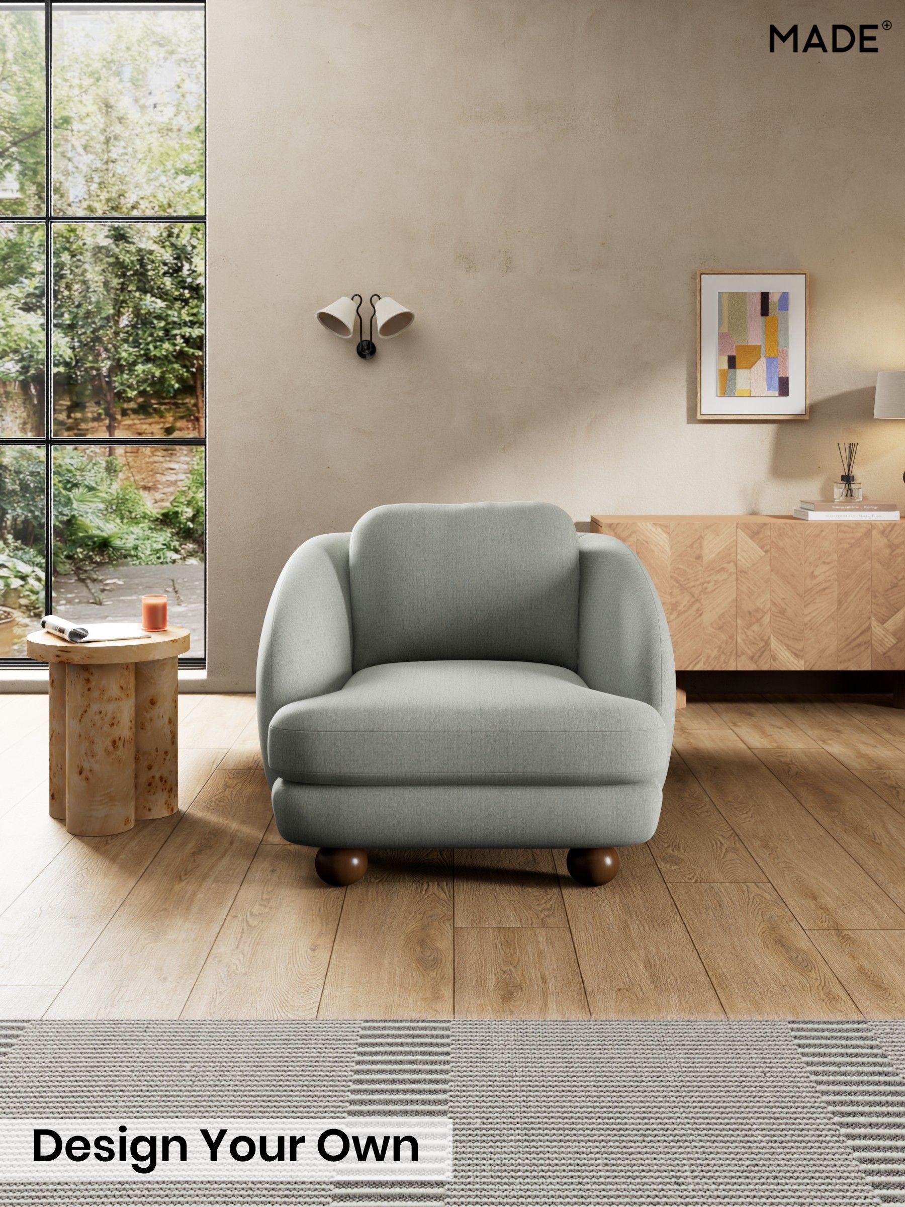 Textured Slub Weave/Pumice Grey - Madris By Made