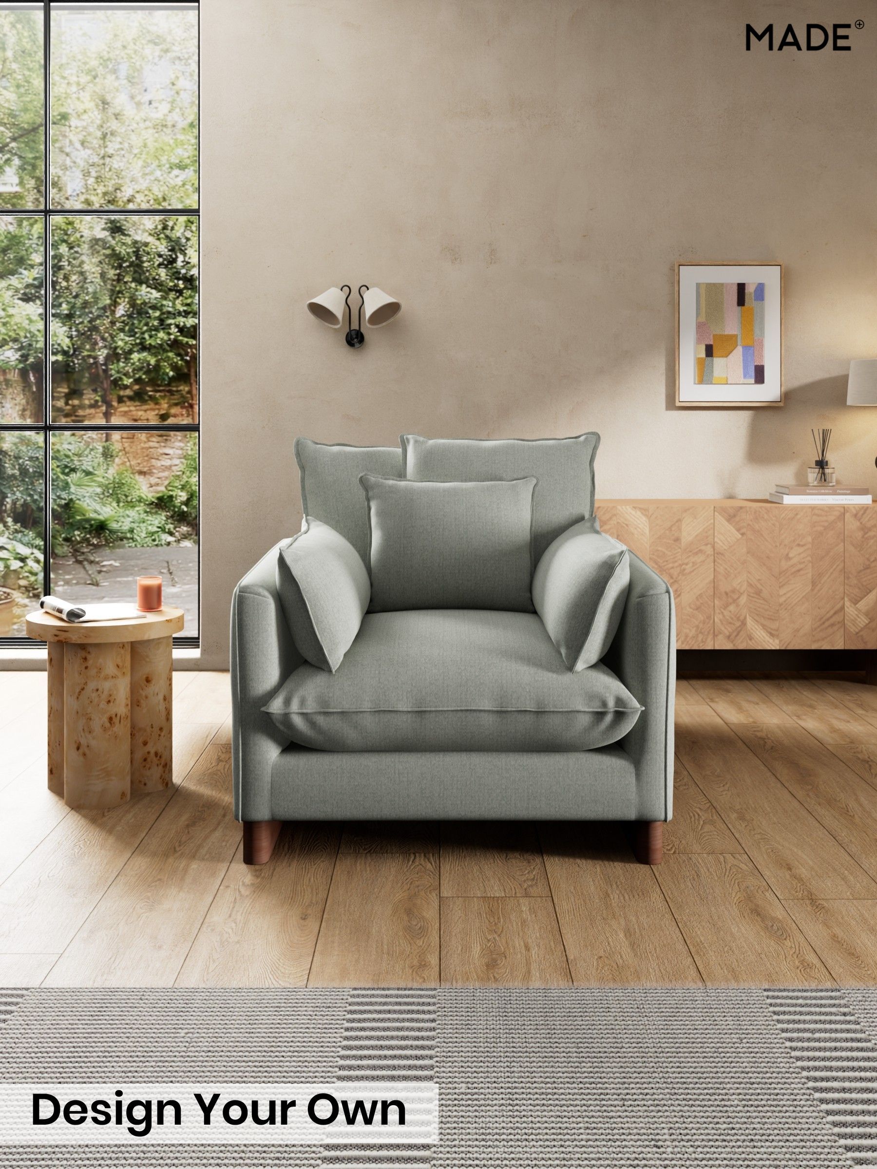 Textured Slub Weave/Pumice Grey - Whitby Scatter Back By Made