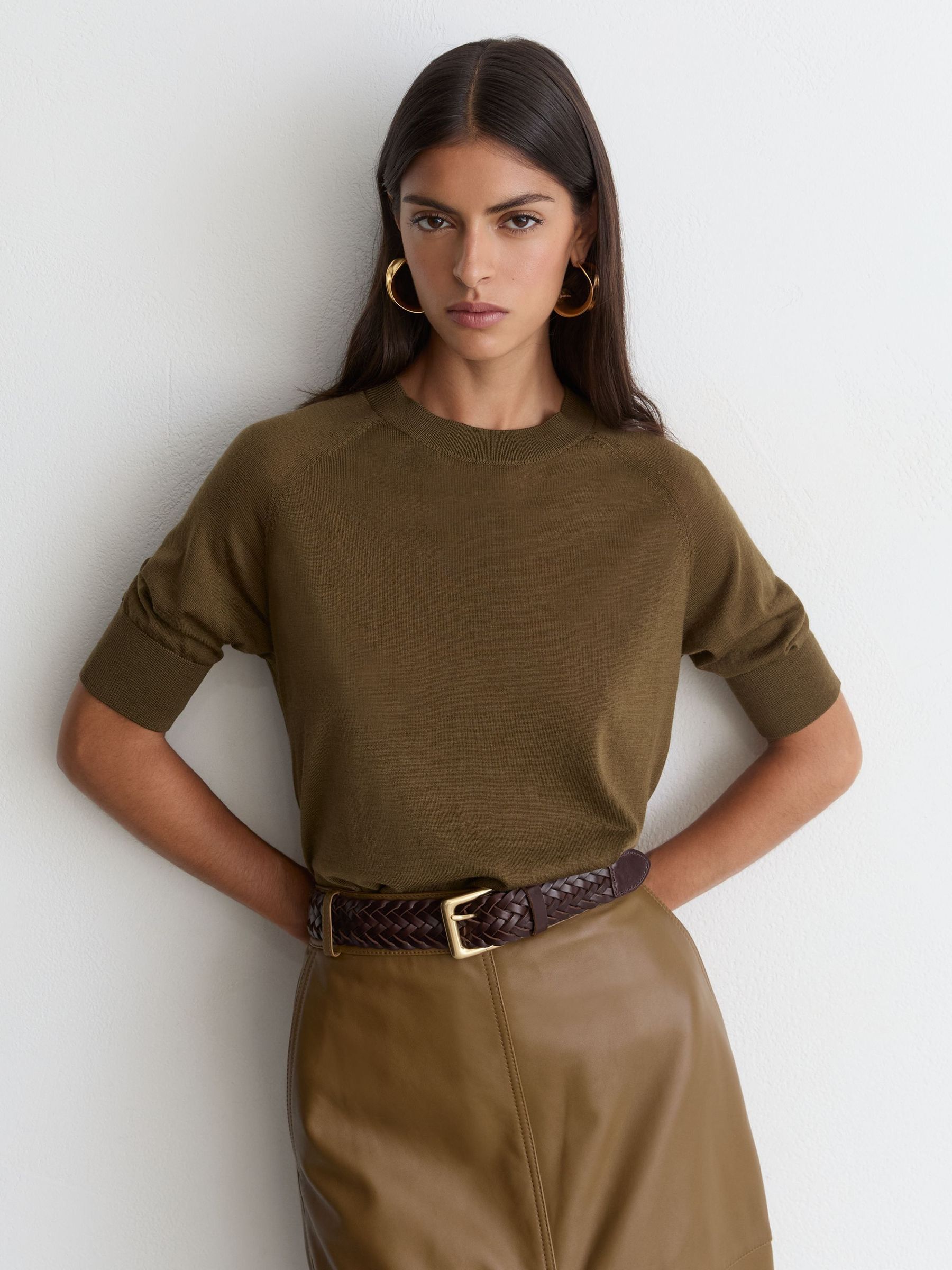 Tan - Leather Woven Belt