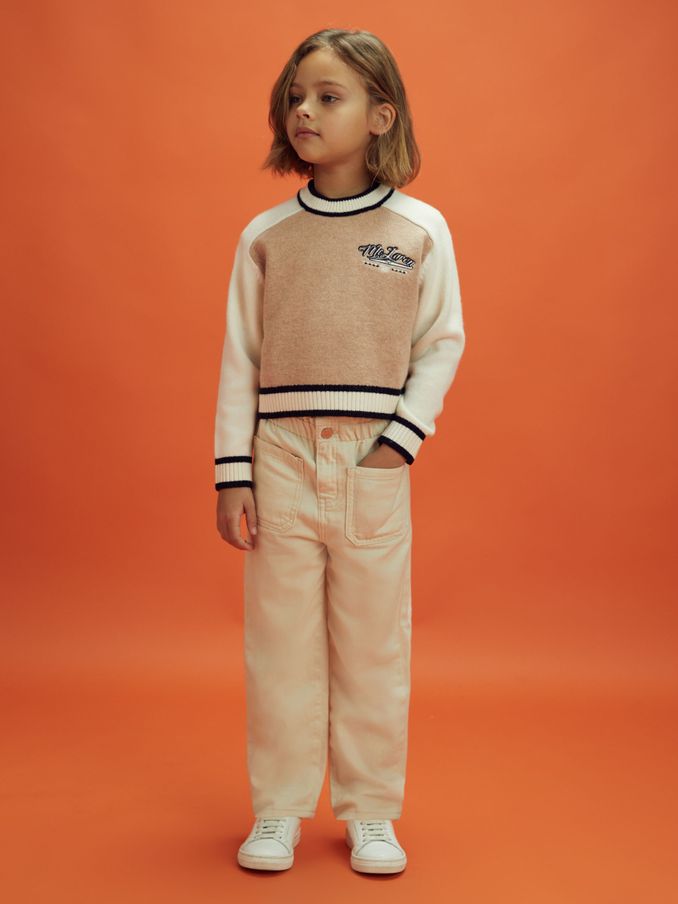3-9 yrs McLaren F1 Wool Cashmere Cropped Jumper in Camel/Ecru (114100) | US$32