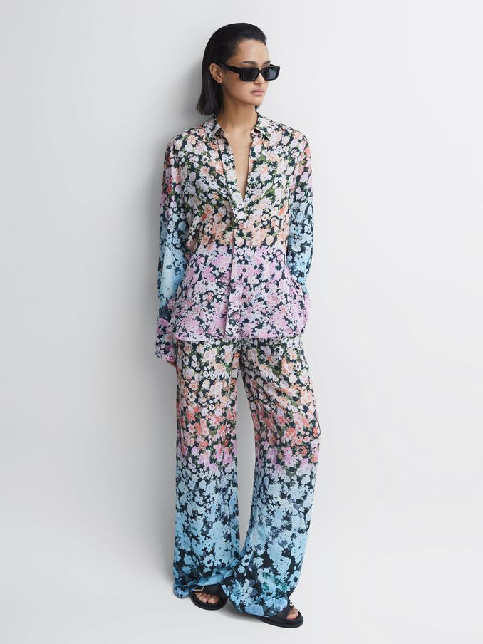 Petite Floral Print Wide Leg Trousers in Multi (121564) | €71