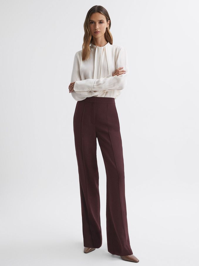 Elasticated Waist Wide Leg Trousers in Burgundy (142519) | €54