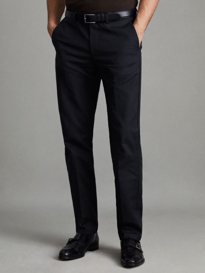 Cotton Blend Chinos in Navy (149199) | US$93