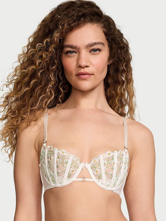 Daisy Embroidery White Unlined Balcony Bra (162202) | €25