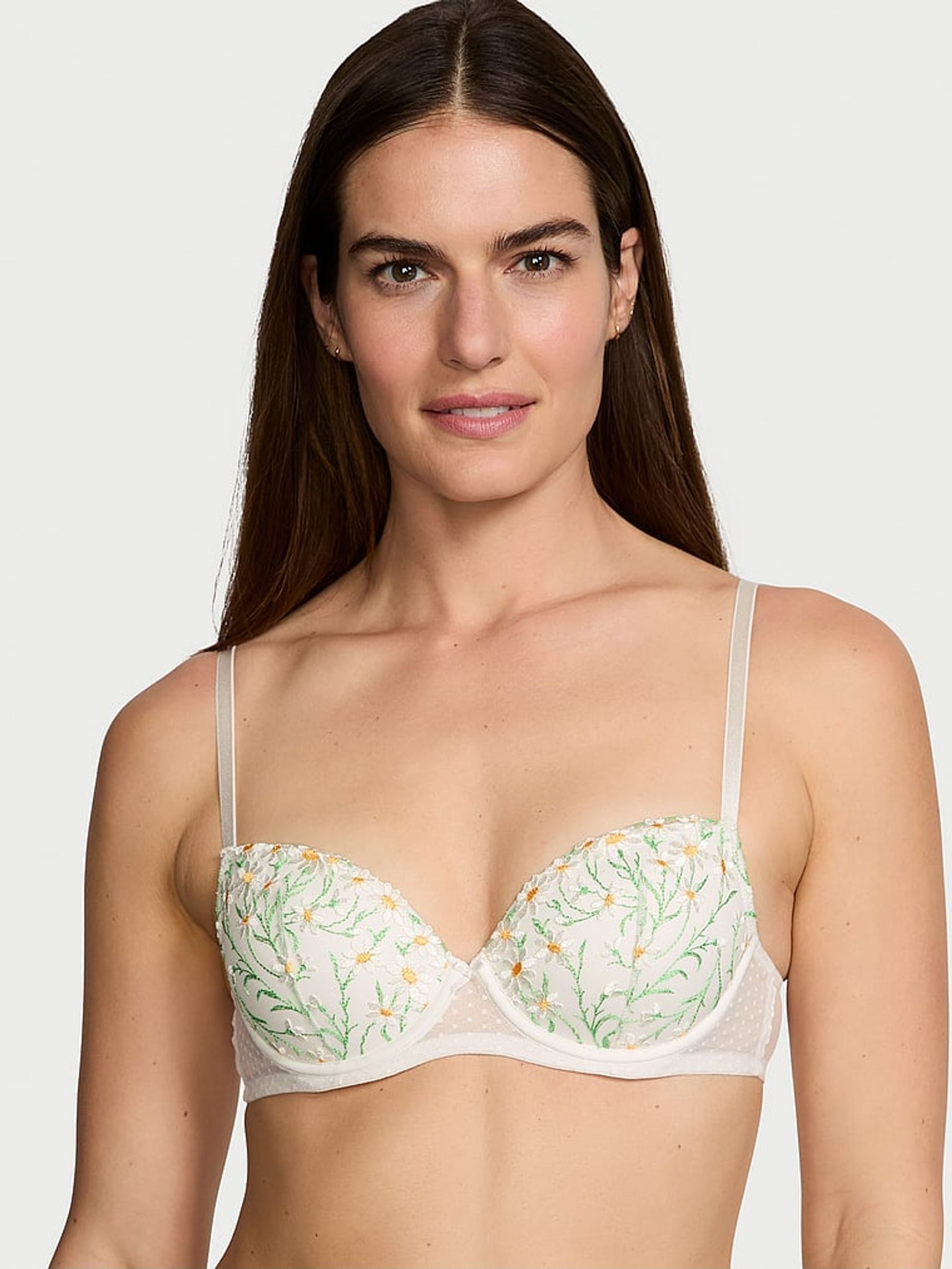 Daisy Embroidery White Lightly Lined Demi Bra (162565) | €31