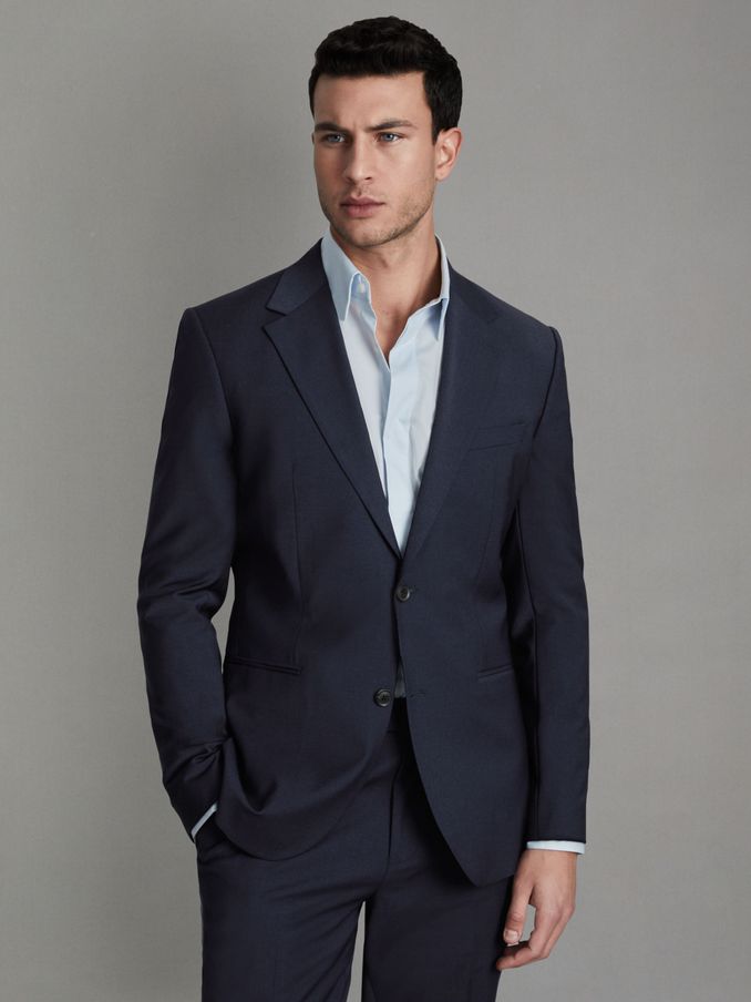 Slim-Fit Wool-Blend Single-Breasted Suit Blazer in Navy (167080) | CHF 150