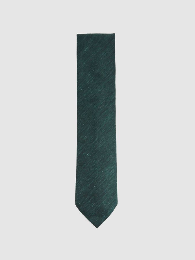 Textured Silk Blend Tie in Hunting Green (172466) | US$12