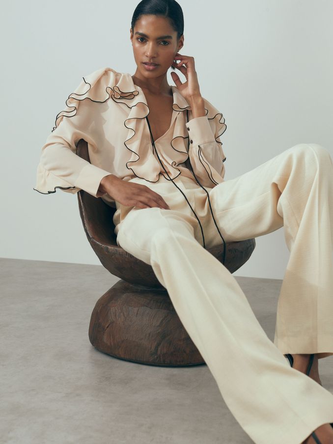 Atelier Silk Ruffle Blouse in Blush (172798) | €140