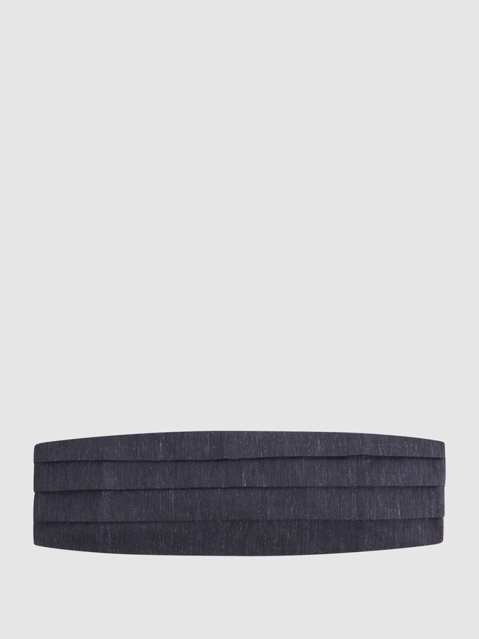 Silk Blend Pleated Cummerbund in Navy (172888) | US$29