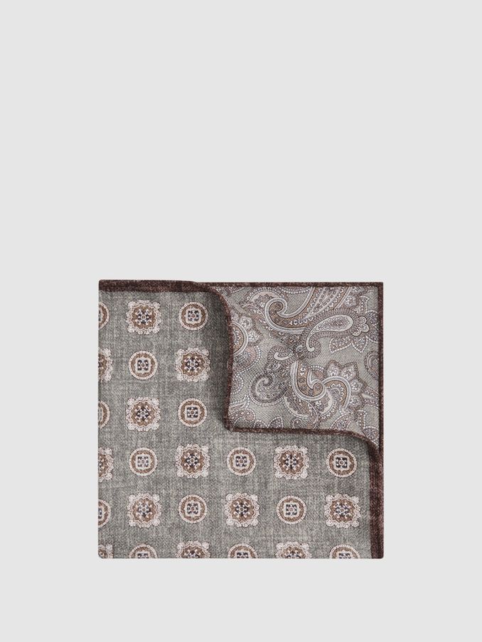 Silk Reversible Pocket Square in Sage Melange (173005) | US$23
