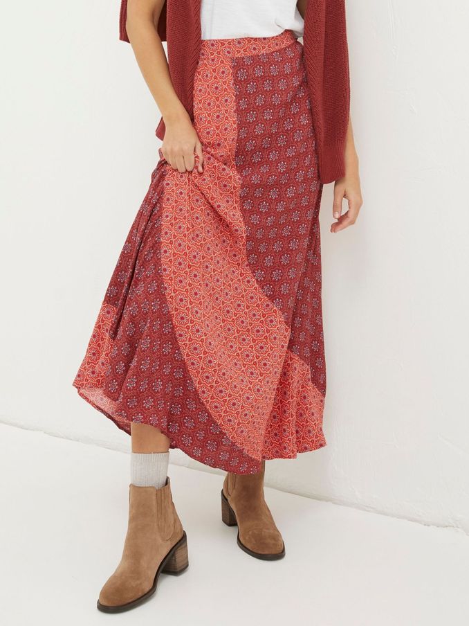 Red Naomi Craft Geo Midi Skirt (176857) | €27