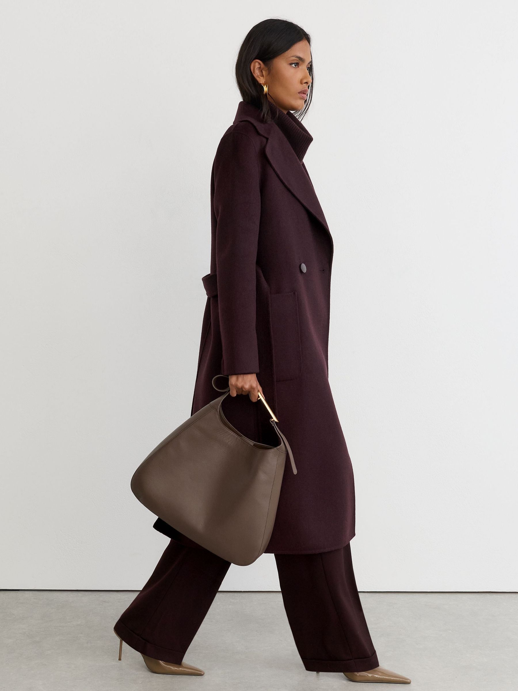 深紫色 - Wool-blend Double-breasted Blindseam Coat
