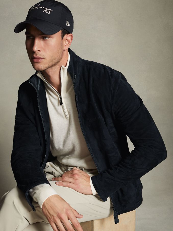 McLaren F1 Suede Zip-Through Jacket in Navy (181763) | €687
