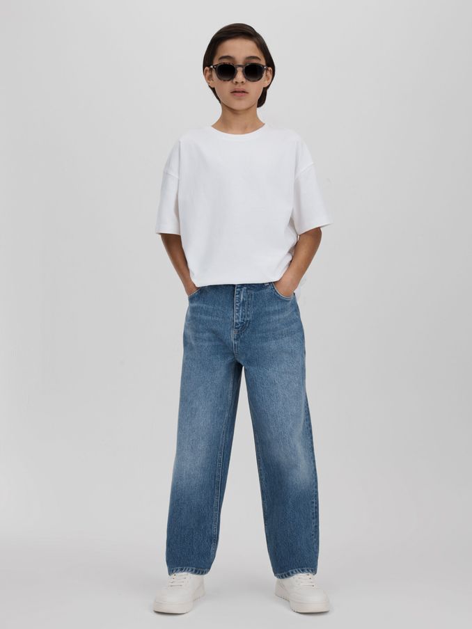 3-9 yrs Loose Fit Adjuster Jeans in Mid Blue (181885) | CHF 60