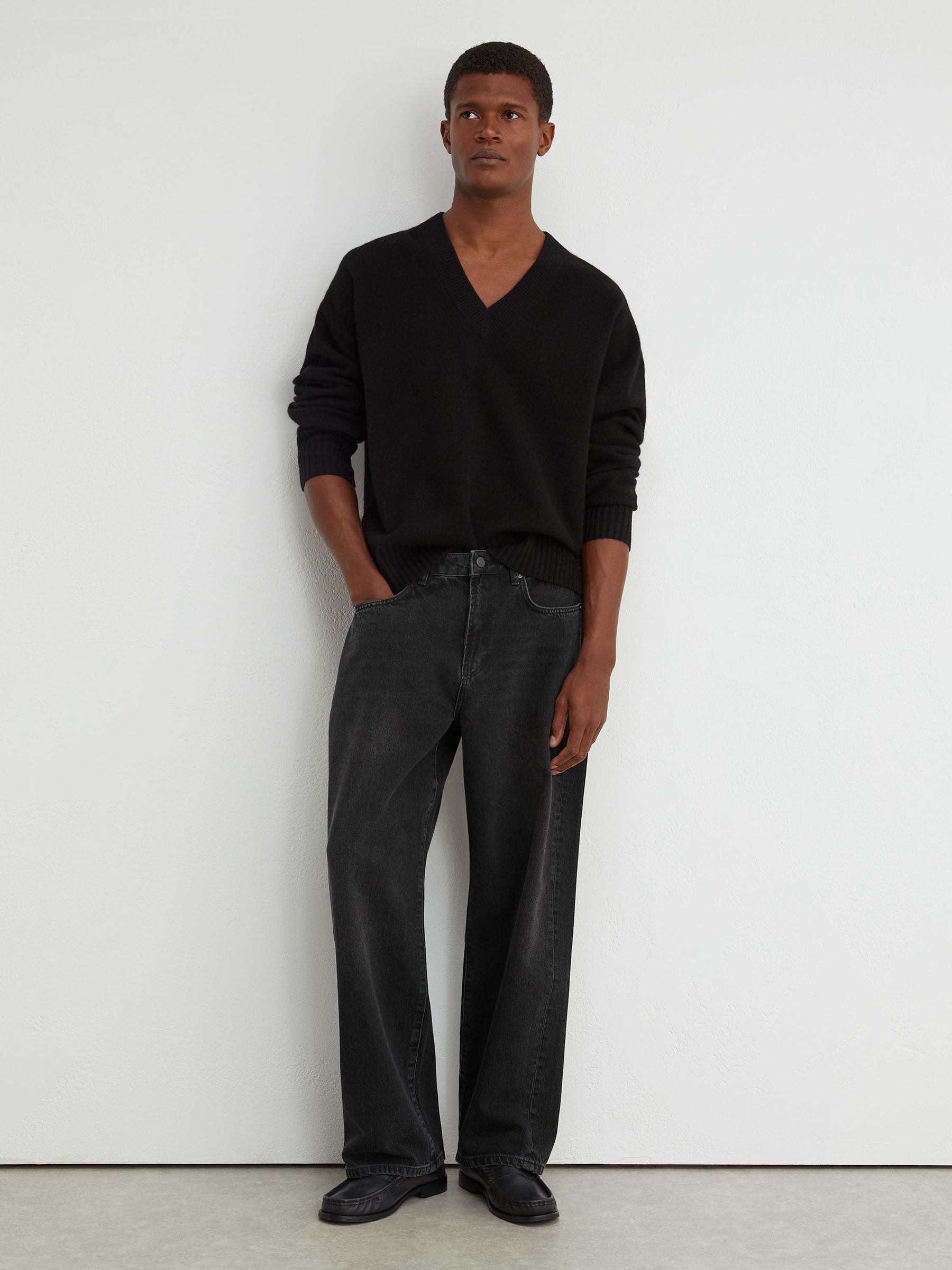 Noir - Regular Loose-fit Rigid-denim Jeans