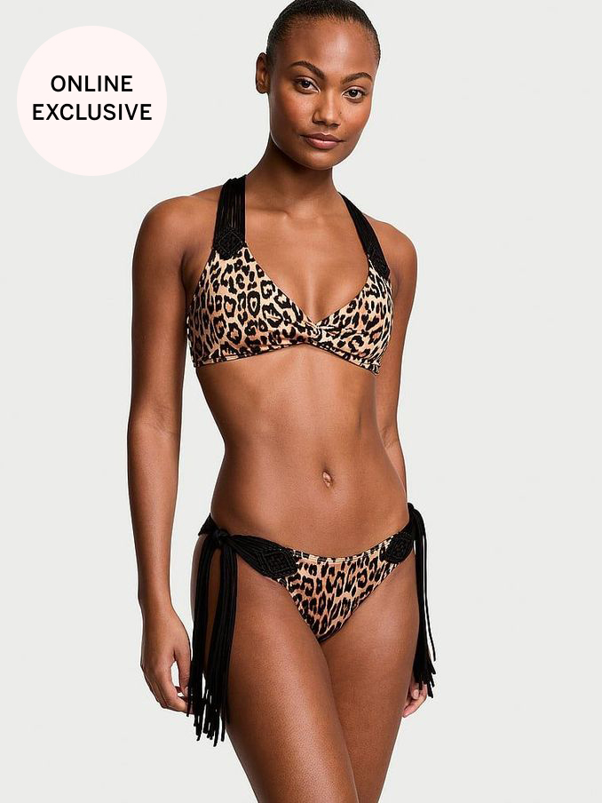 Leopard Brown Cross Over Archive Macrame Swim Bikini Top (188096) | €25