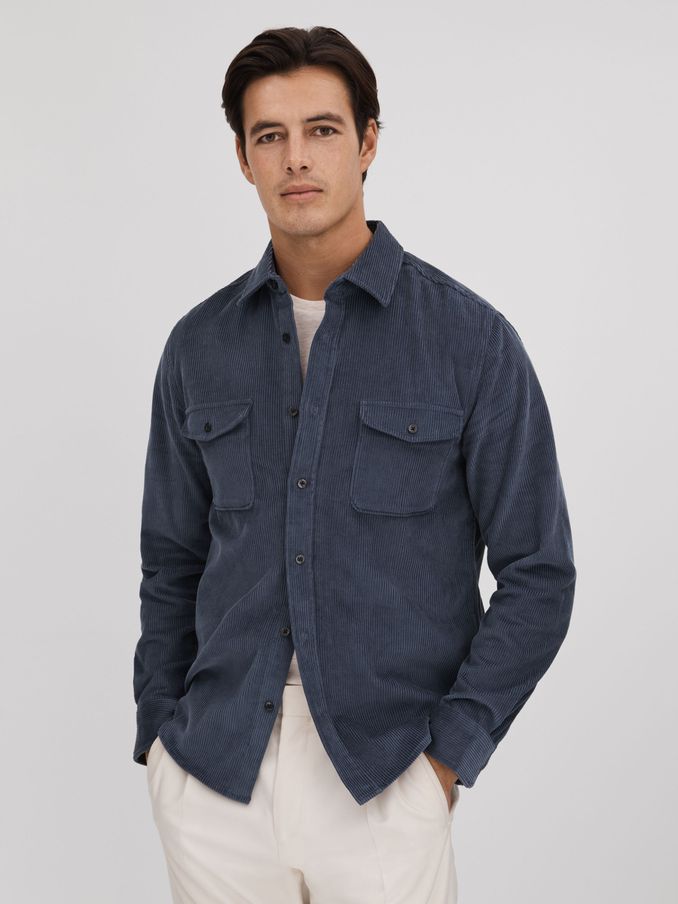 Corduroy Twin Pocket Overshirt in Dark Airforce (195477) | €112