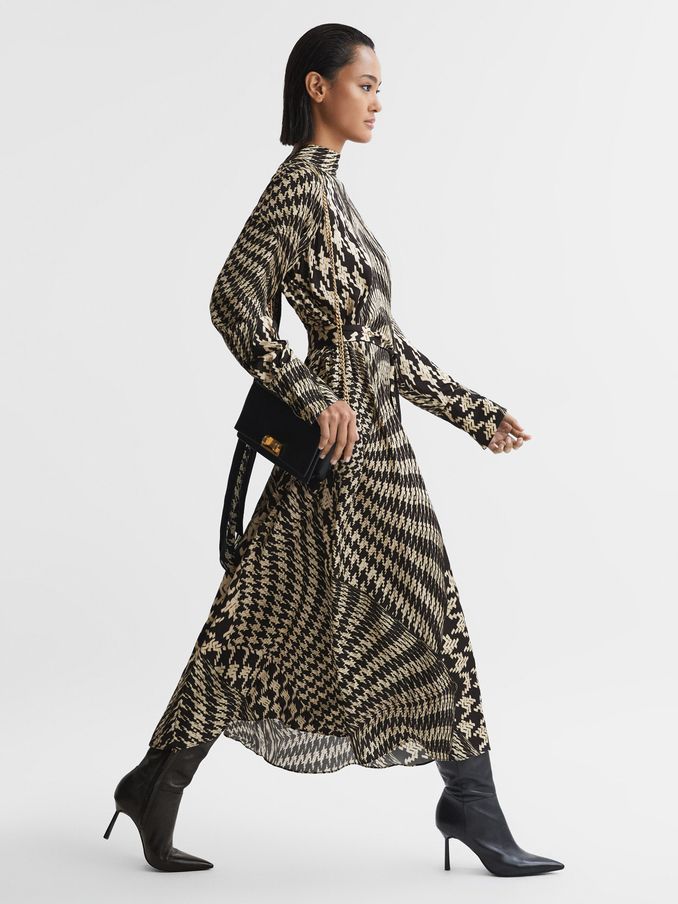 Dogtooth Midi Dress in Black/White (196722) | €134