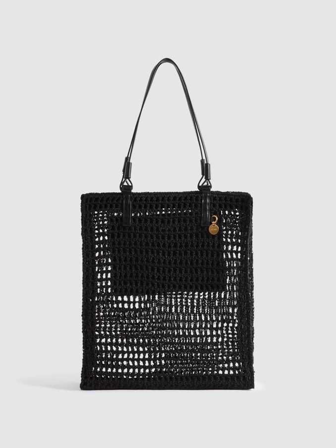 Waxed Woven Tote Bag in Black (215637) | €127