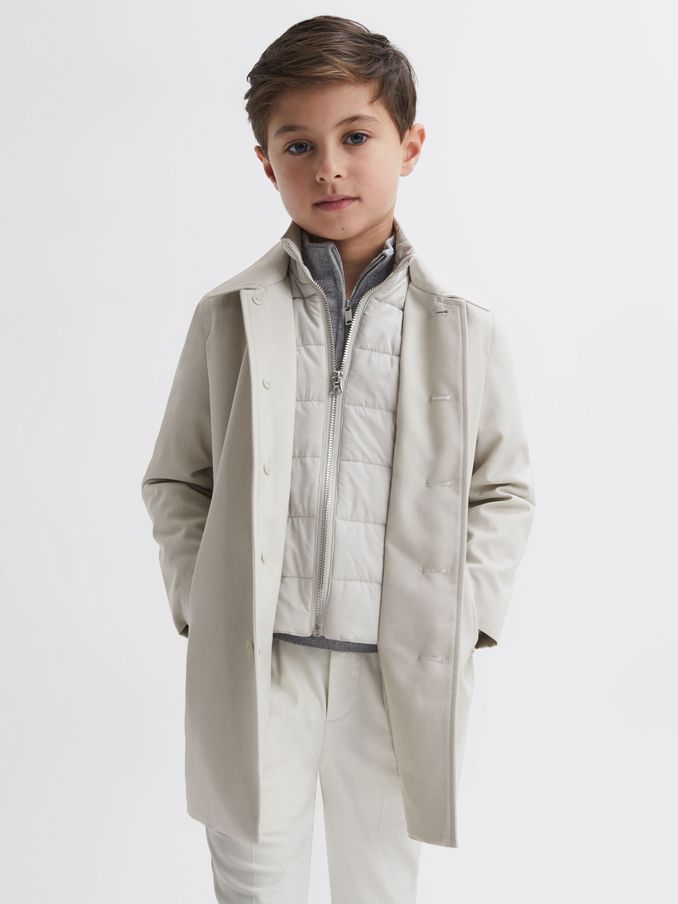 9-14 yrs Trench With Funnel-Neck Insert in Stone (228826) | US$69