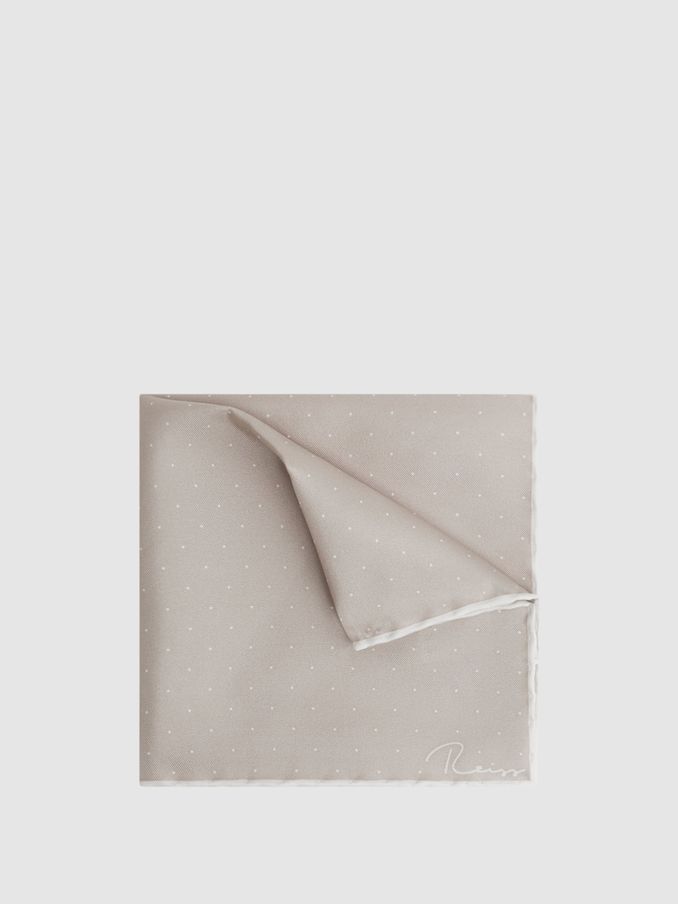 Polka Dot Silk Pocket Square in Champagne (232580) | US$23