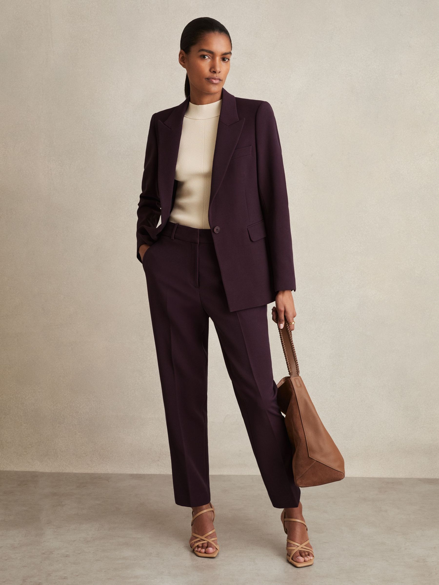 Tailored Single Breasted Suit Blazer in Berry (239146) | €285