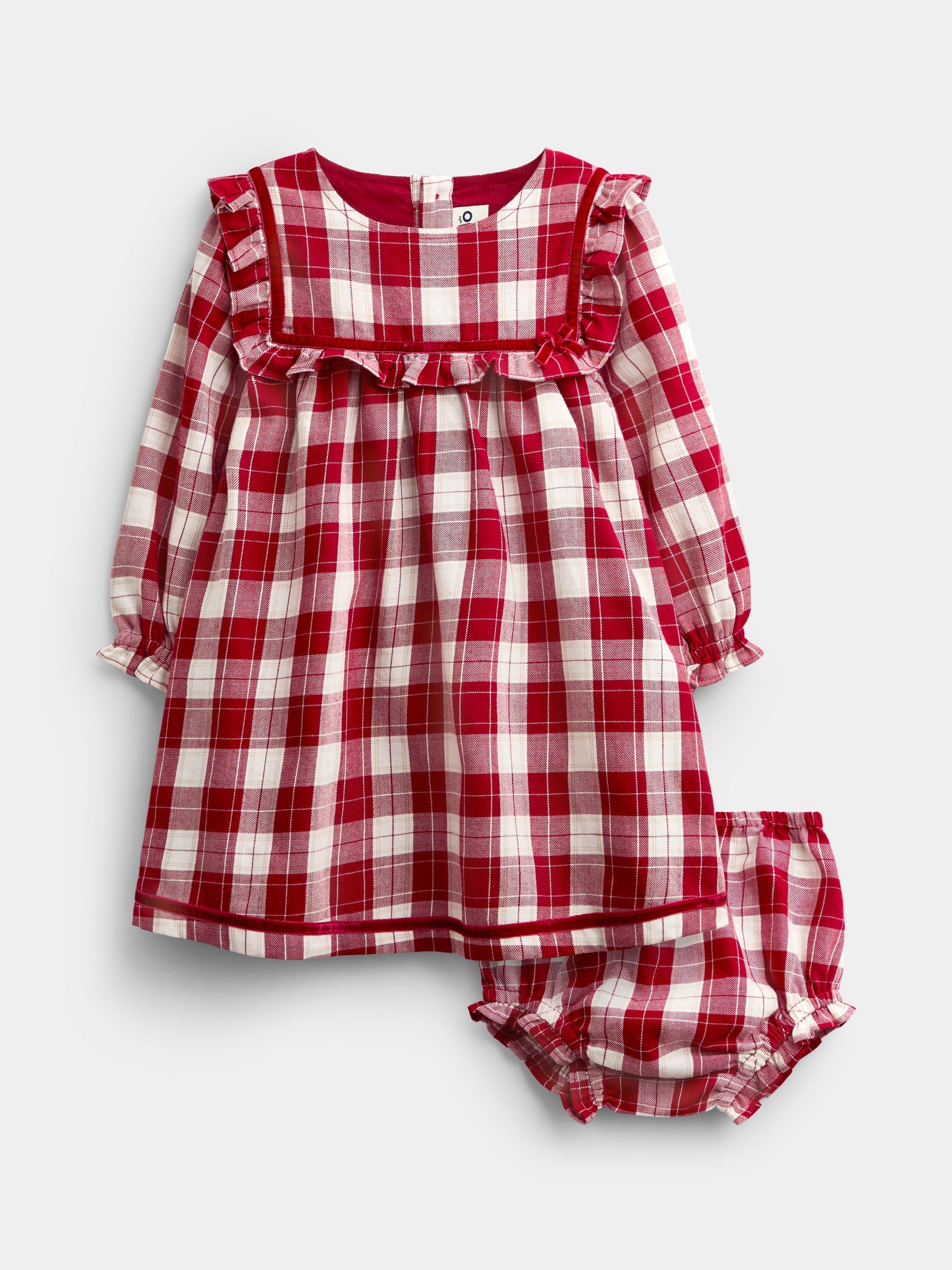 Burgundy Red Tartan - Baby Dress & Knickers Set