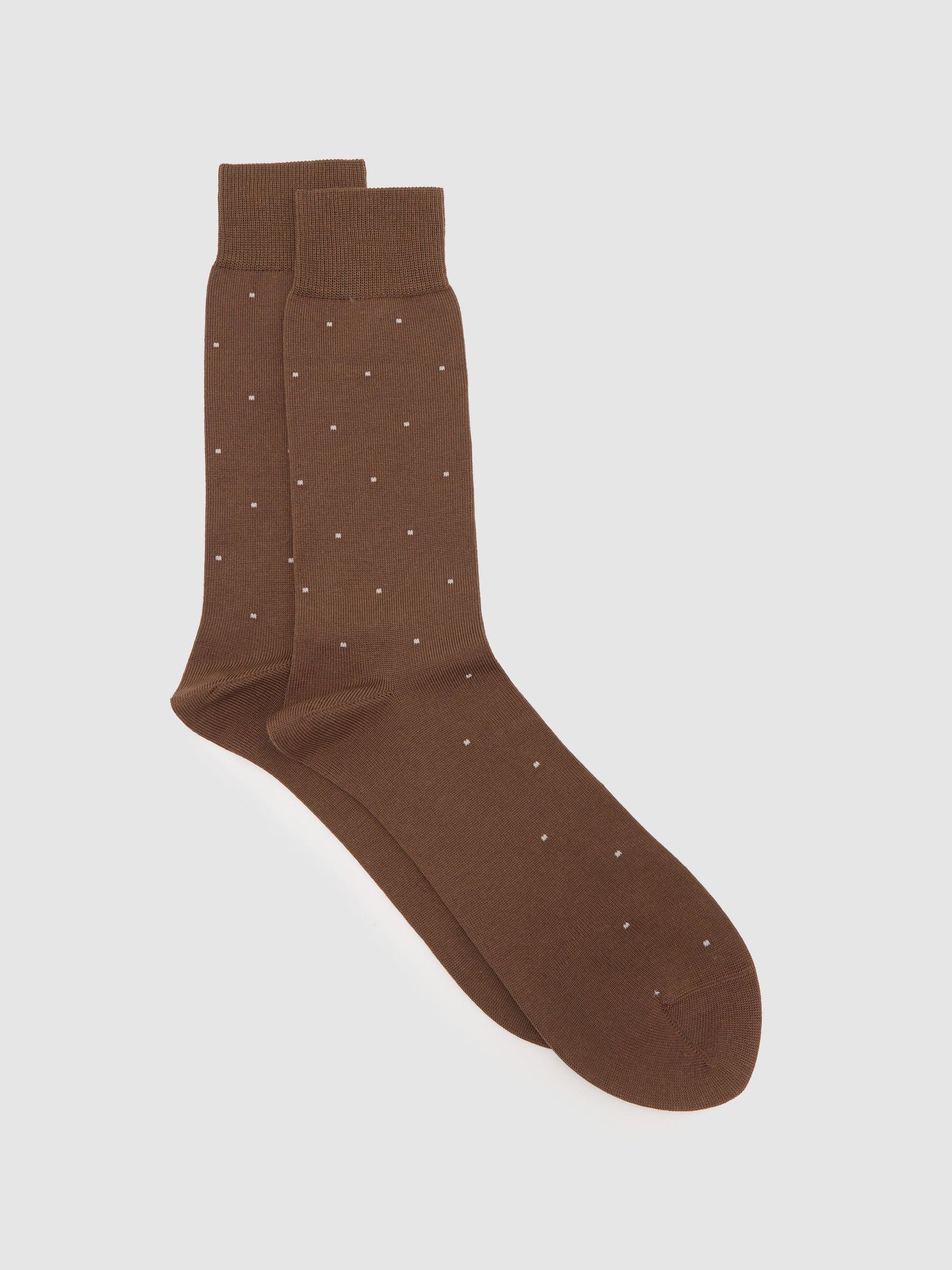 Kamel Neutral - Regular Mercerised Cotton-blend Polka-dot Socks