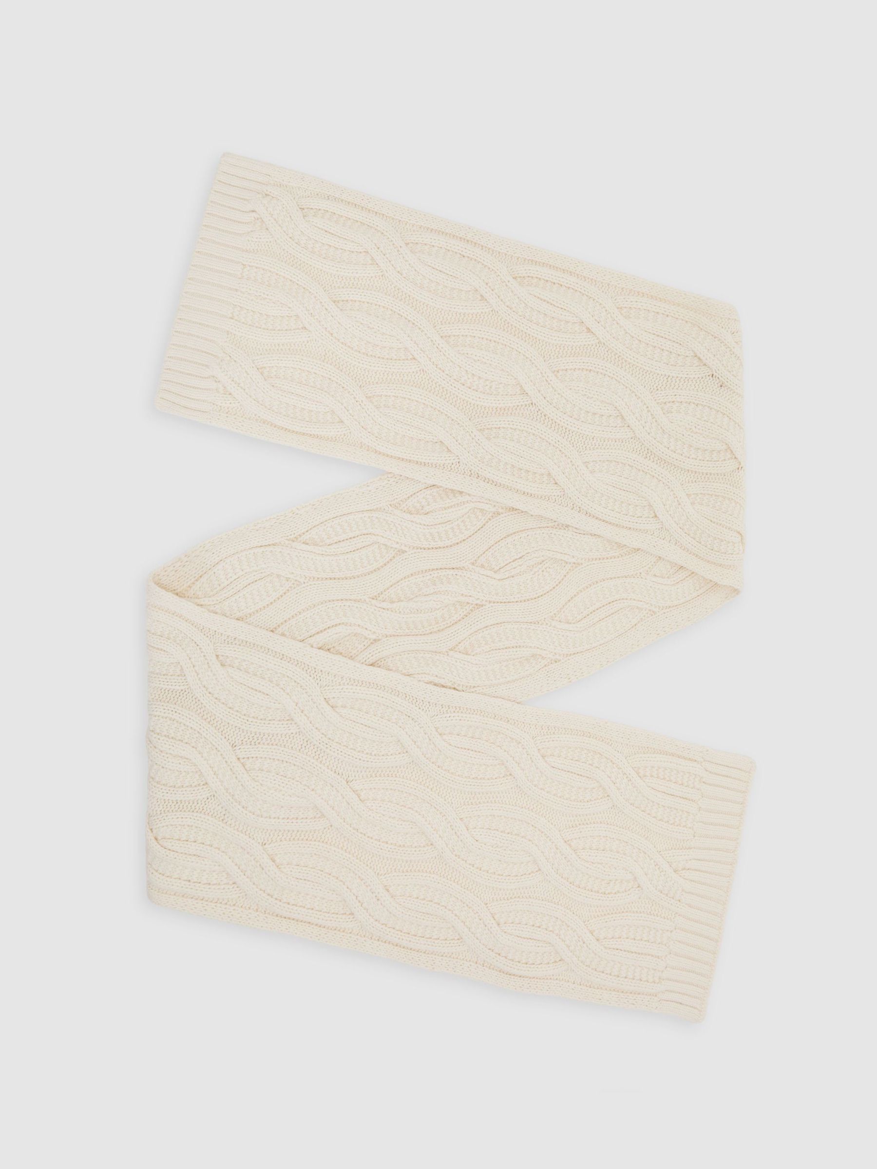 Vit - Regular Cable-knit Scarf With Wool