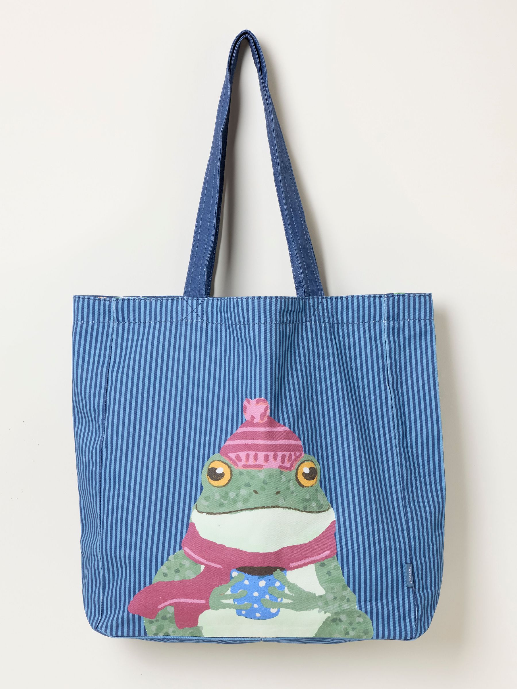 Navy - Frog Printed Reversible Tote Bag