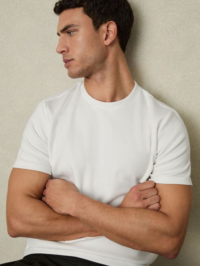 Interlock Jersey Crew Neck T-Shirt in White (289171) | €95