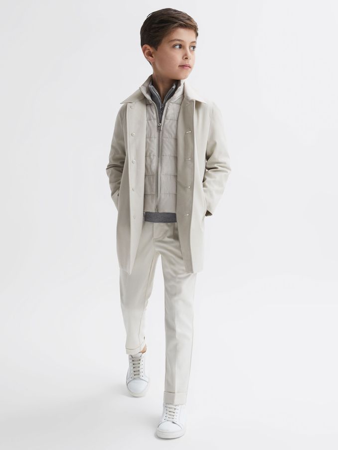Junior Trench With Funnel-Neck Insert in Stone (293620) | €70