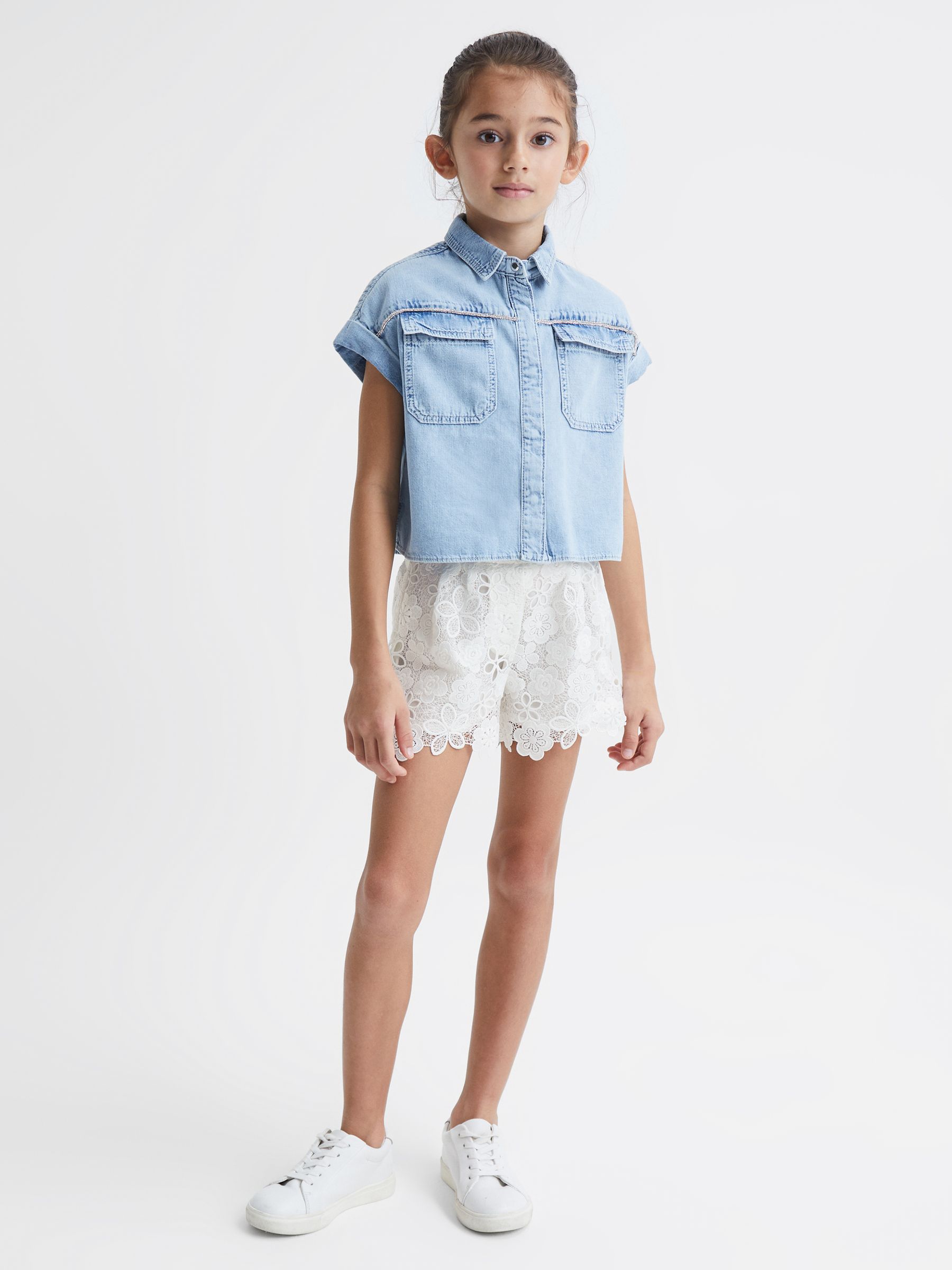 9-12 yrs Lace Shorts in Ivory (2WA653) | CA$38