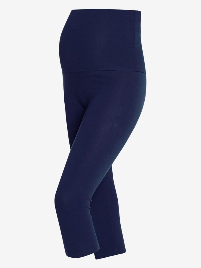Navy Cotton Rich Cropped Maternity Leggings (308502) | $12