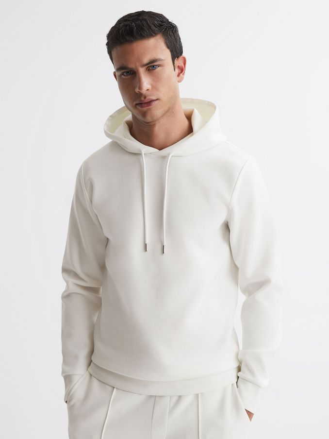 Interlock Jersey Drawstring Hoodie in White (322060) | €83