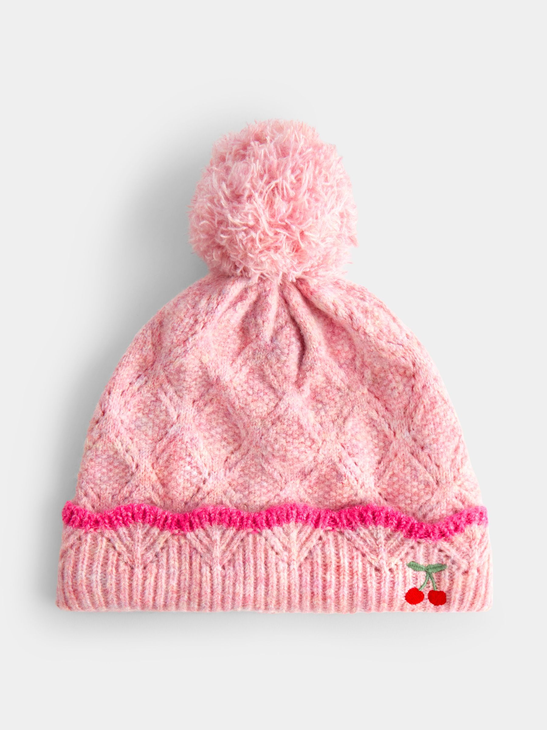 Pink - Cherry Pom Pom Knitted Hat