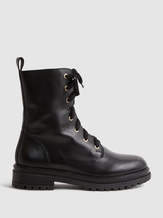 Leather Lace-Up Boots in Black (332436) | CHF 141