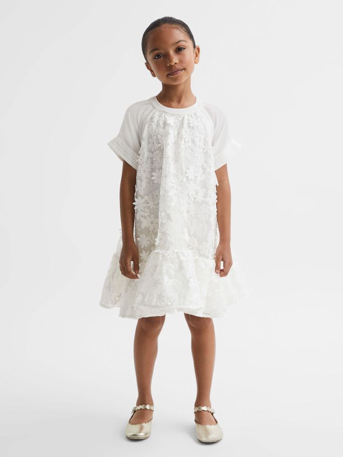 9-13 yrs Embellished Flared Dress in Ivory (340577) | US$57